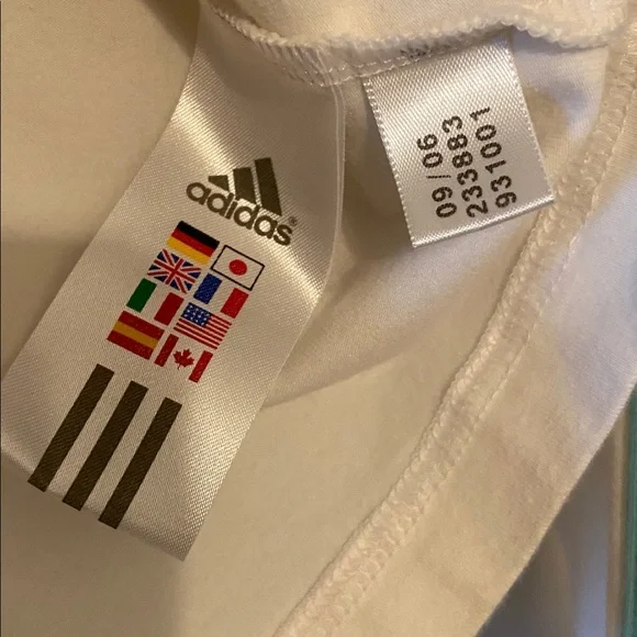 Adidas White and Turquoise V-Neck Long Sleeve Shirt, size small - Picture 4 of 5